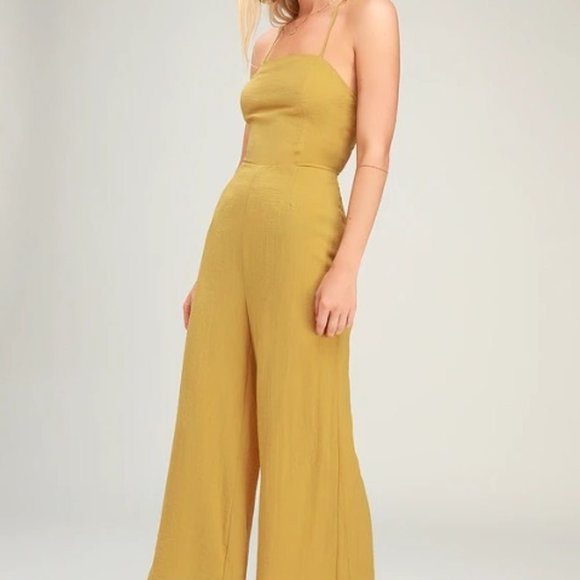 Lulus Lace-Up Cropped Wide Leg Jumpsuit - Picture 5 of 5